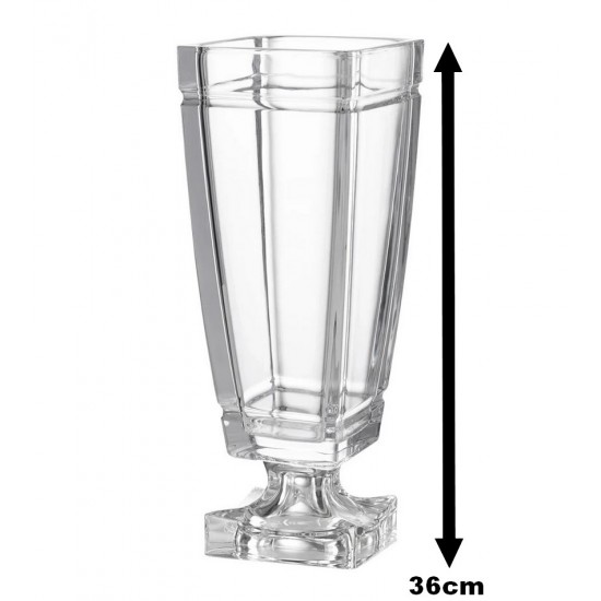 Vaso 36cm Glanz Em Cristal Ecológico Com Pé